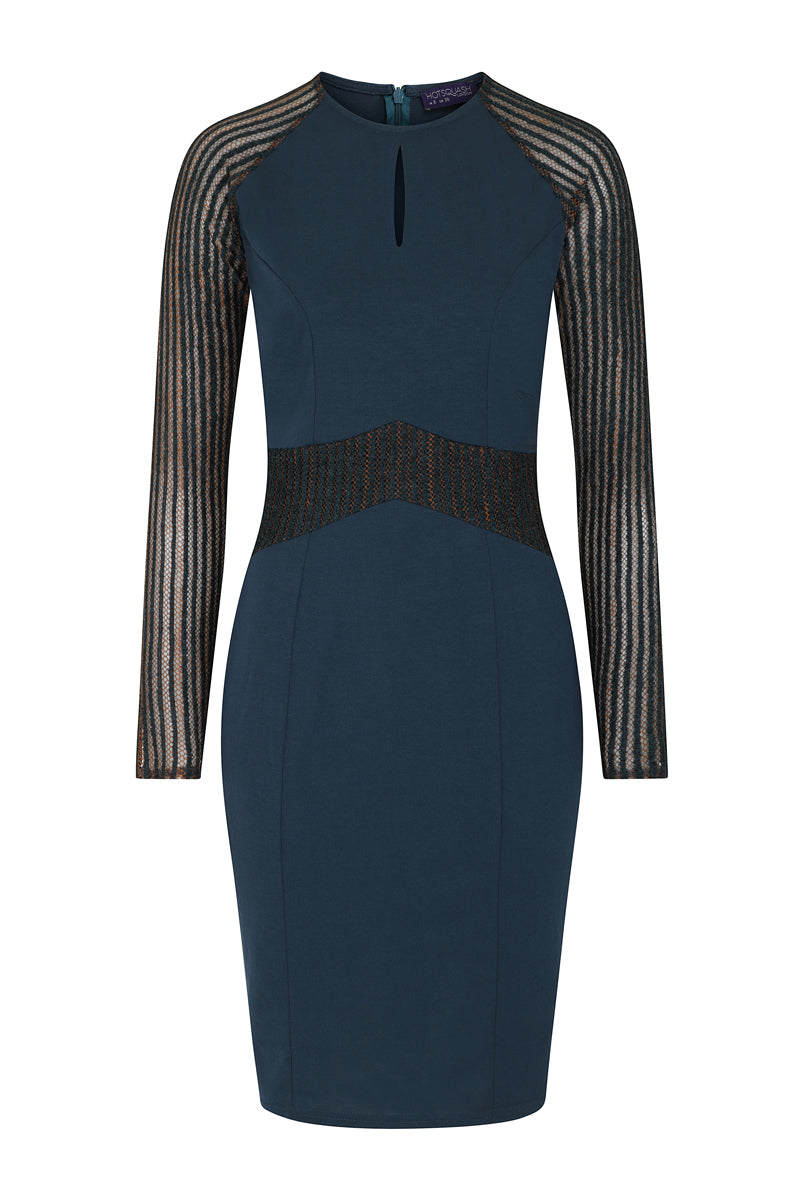 Lace Sleeve Keyhole Detail Dress