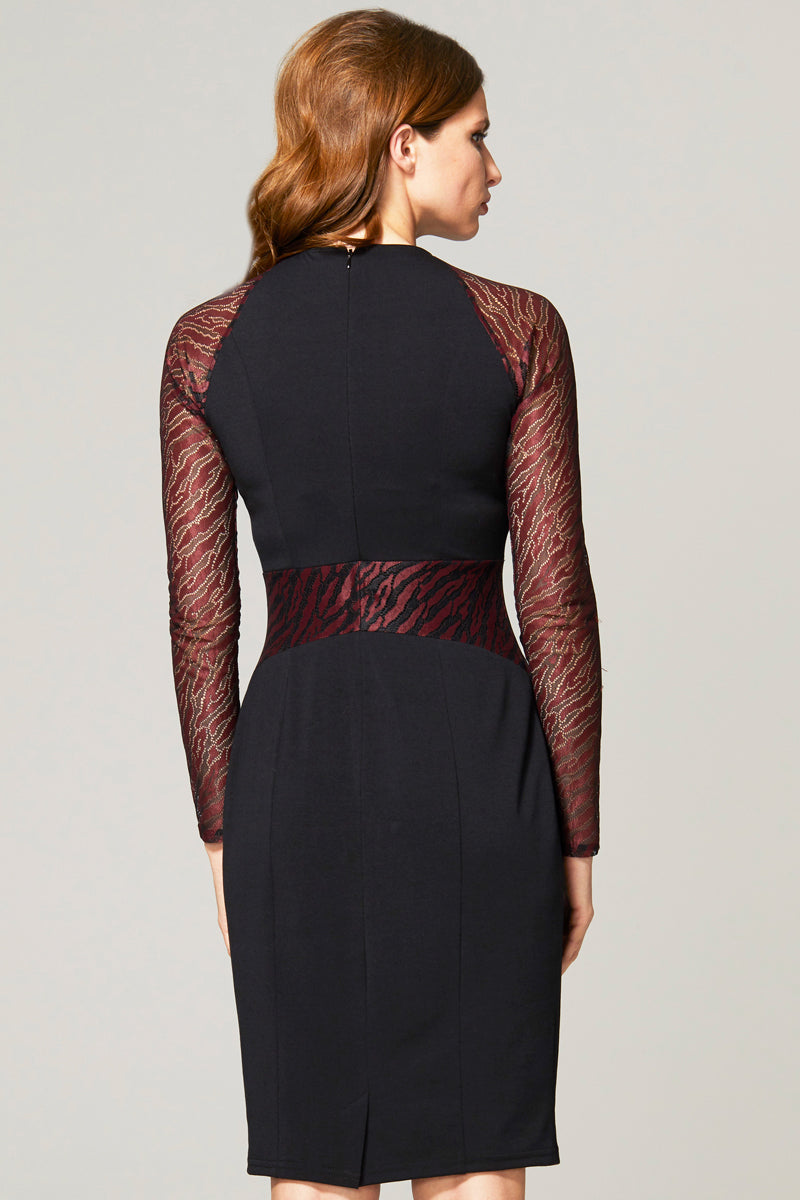 Lace Sleeve Keyhole Detail Dress