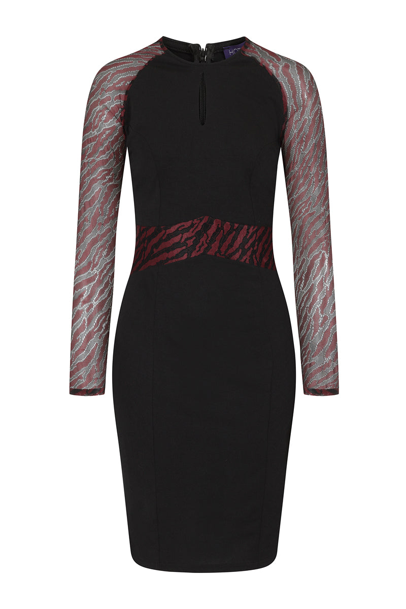 Lace Sleeve Keyhole Detail Dress