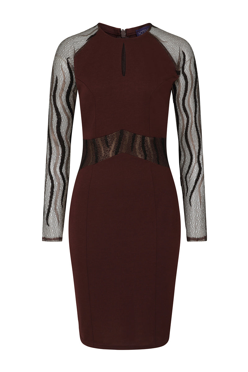 Lace Sleeve Keyhole Detail Dress