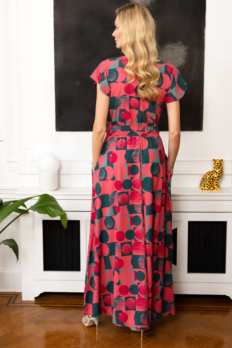 Chiffon Mock-Wrap Maxi Dress