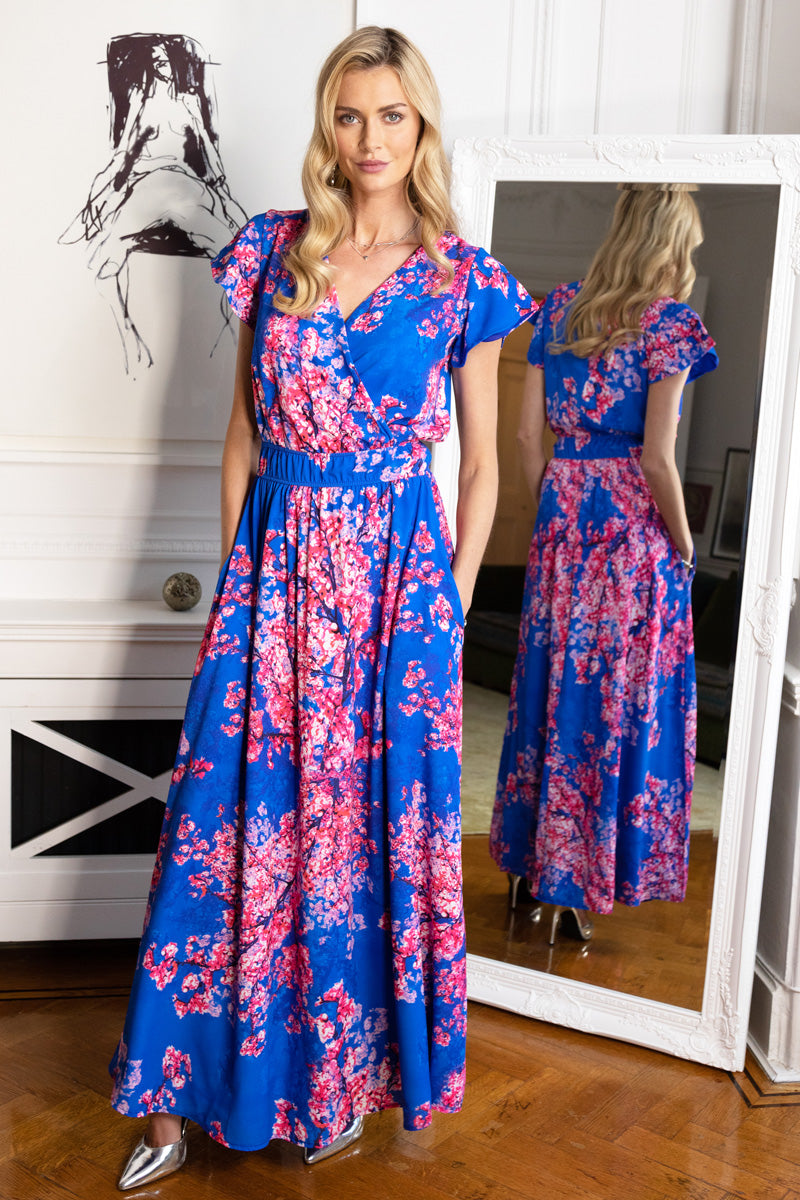 Chiffon Mock-Wrap Maxi Dress