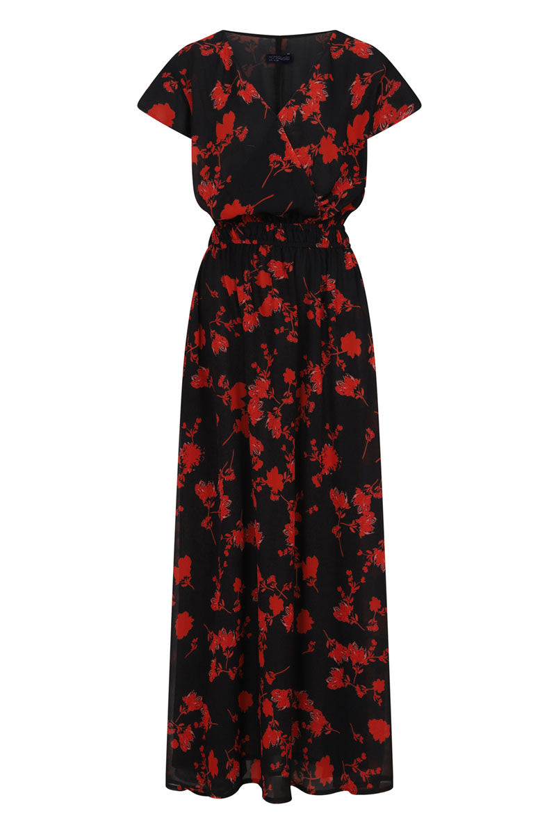 Chiffon Mock-Wrap Maxi Dress