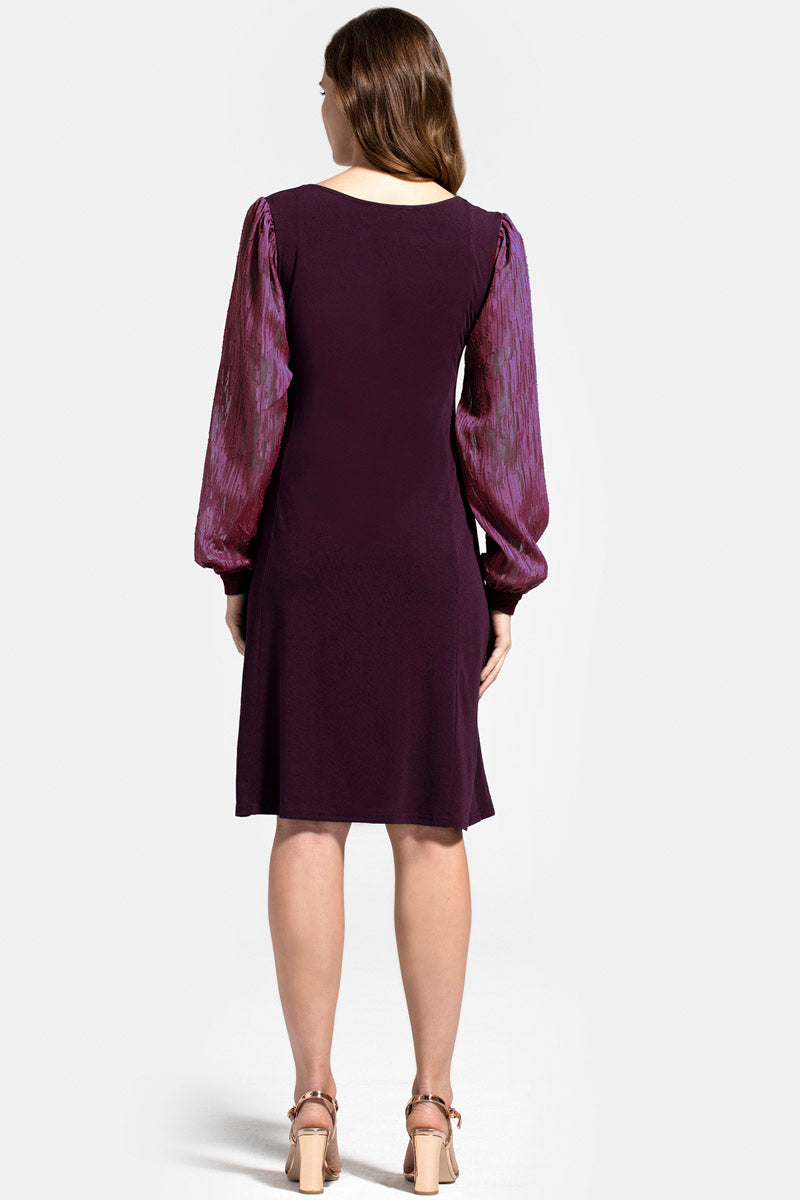 Square Neck Jersey Dress with Chiffon