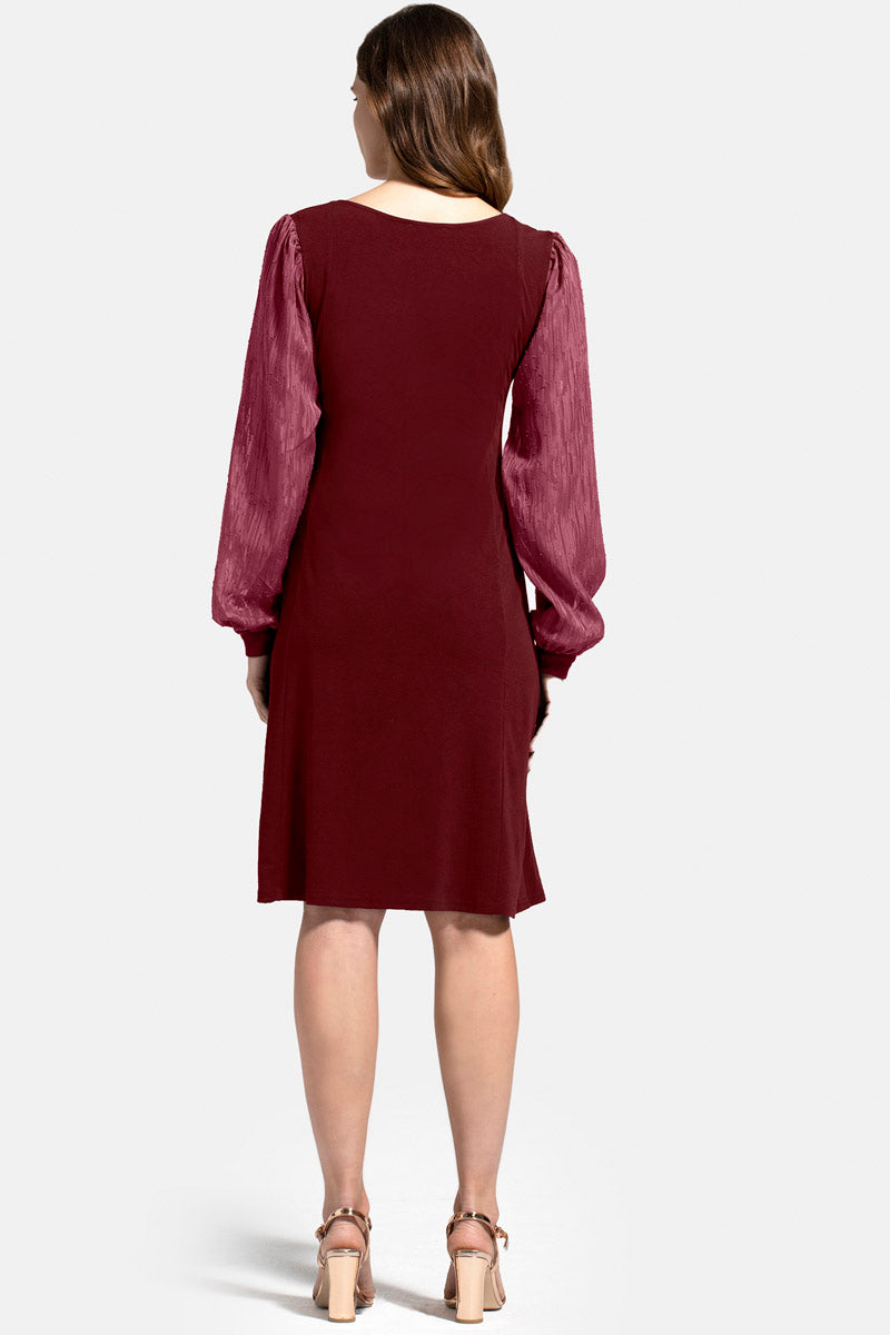 Square Neck Jersey Dress with Chiffon