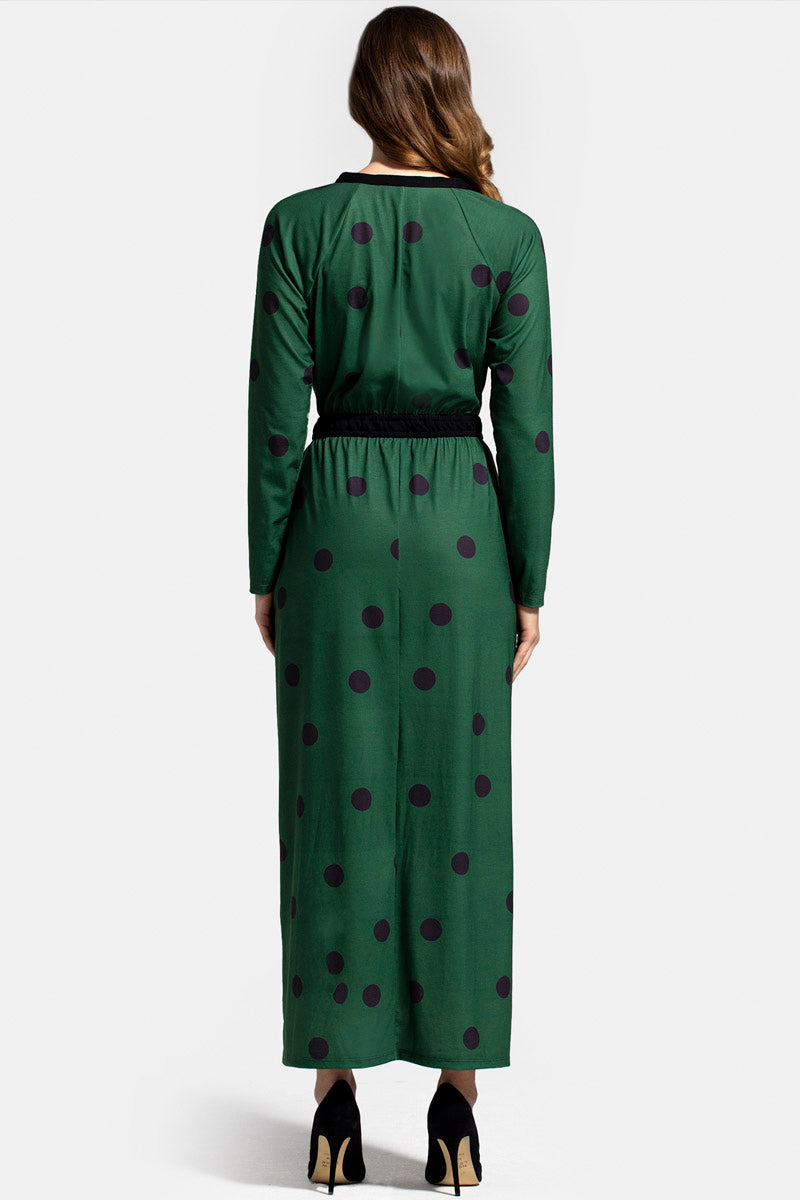Long Sleeve Maxi Dress with Neck Tie