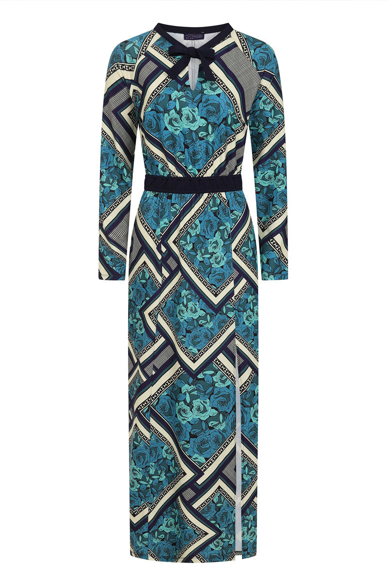 Long Sleeve Maxi Dress with Neck Tie