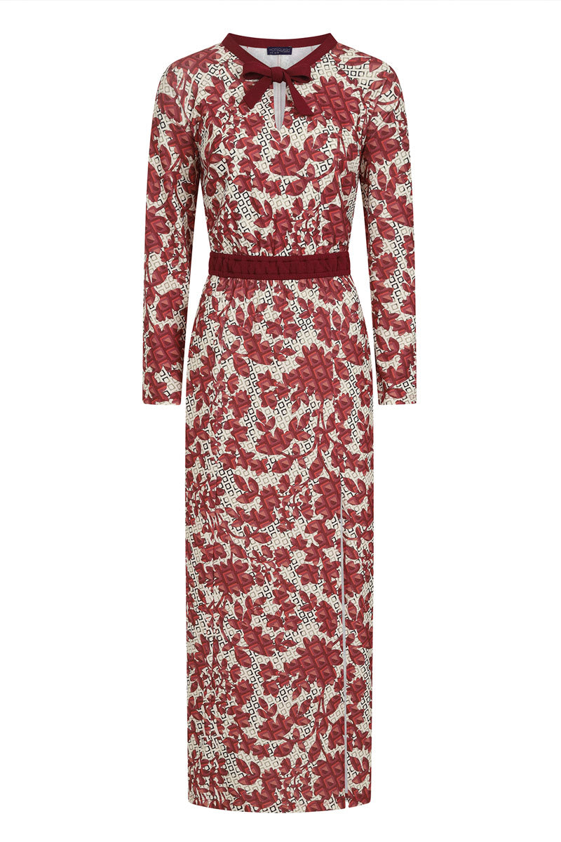 Long Sleeve Maxi Dress with Neck Tie
