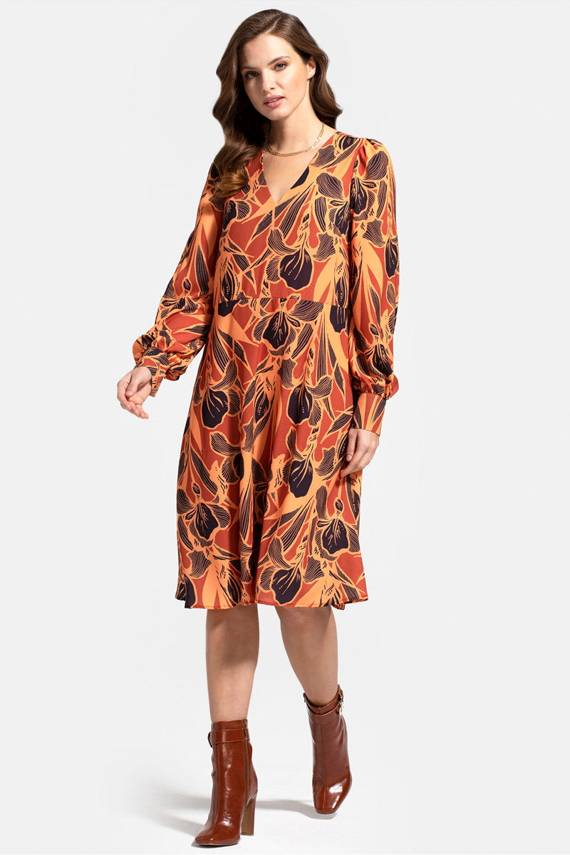 Chiffon Loose Dress with V Neck
