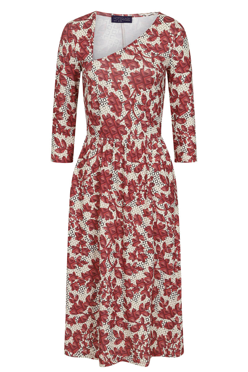 Asymmetric Neckline Midi Dress