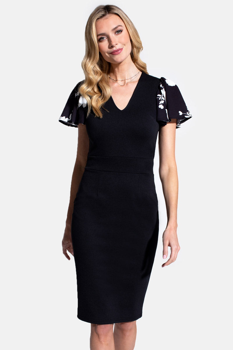 Ponte Dress with Chiffon Sleeves