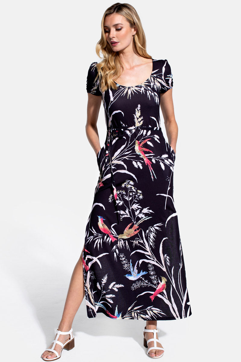 Scoop Neck Maxi T-Shirt Dress with Split