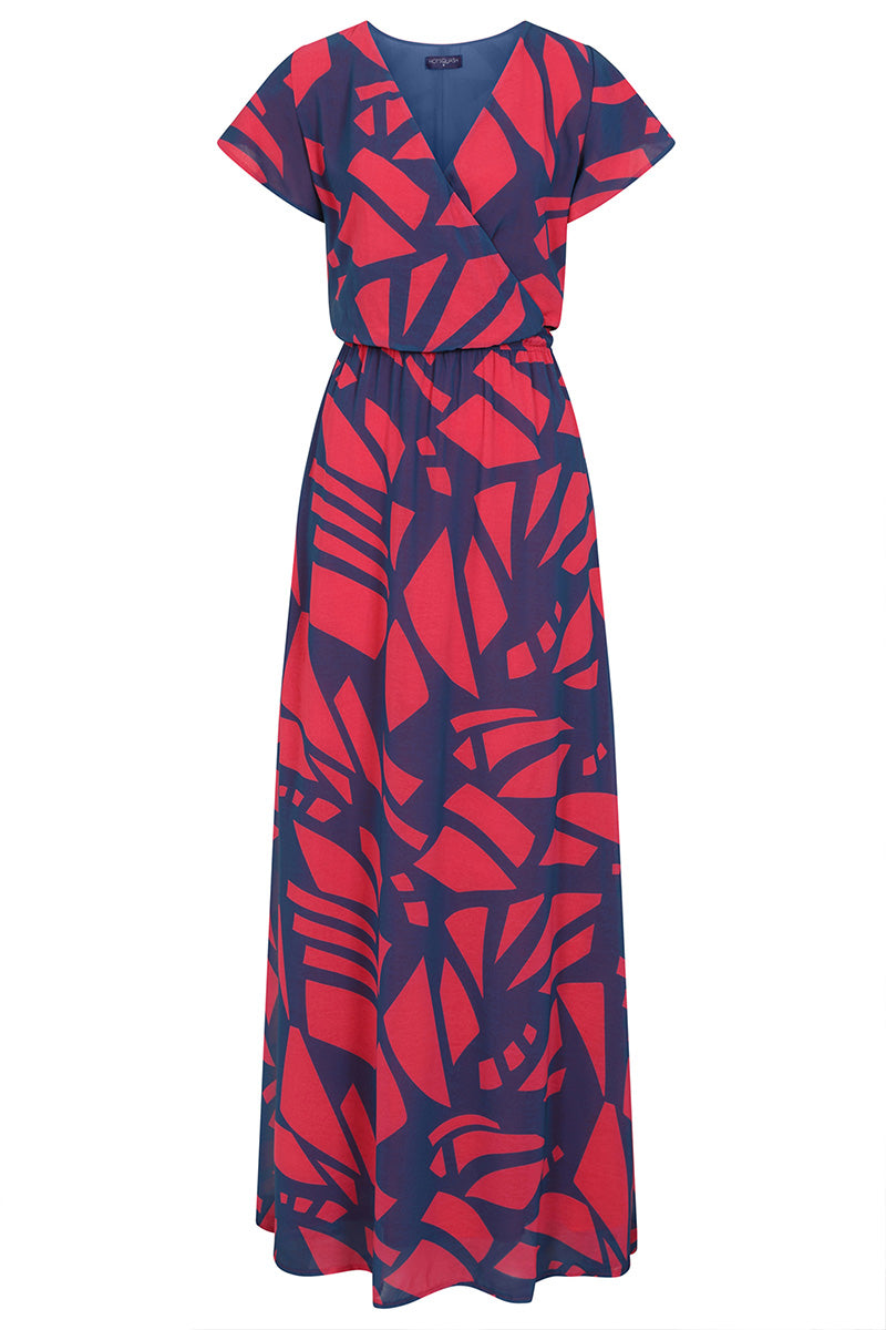 Chiffon Mock-Wrap Maxi Dress