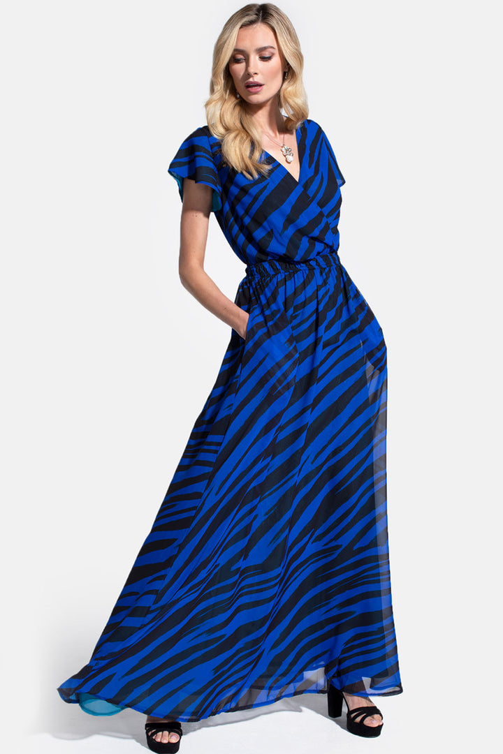 Chiffon Mock-Wrap Maxi Dress