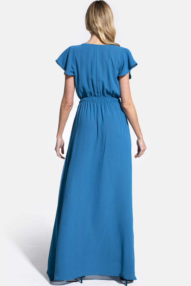Chiffon Wrap-Top Maxi Dress