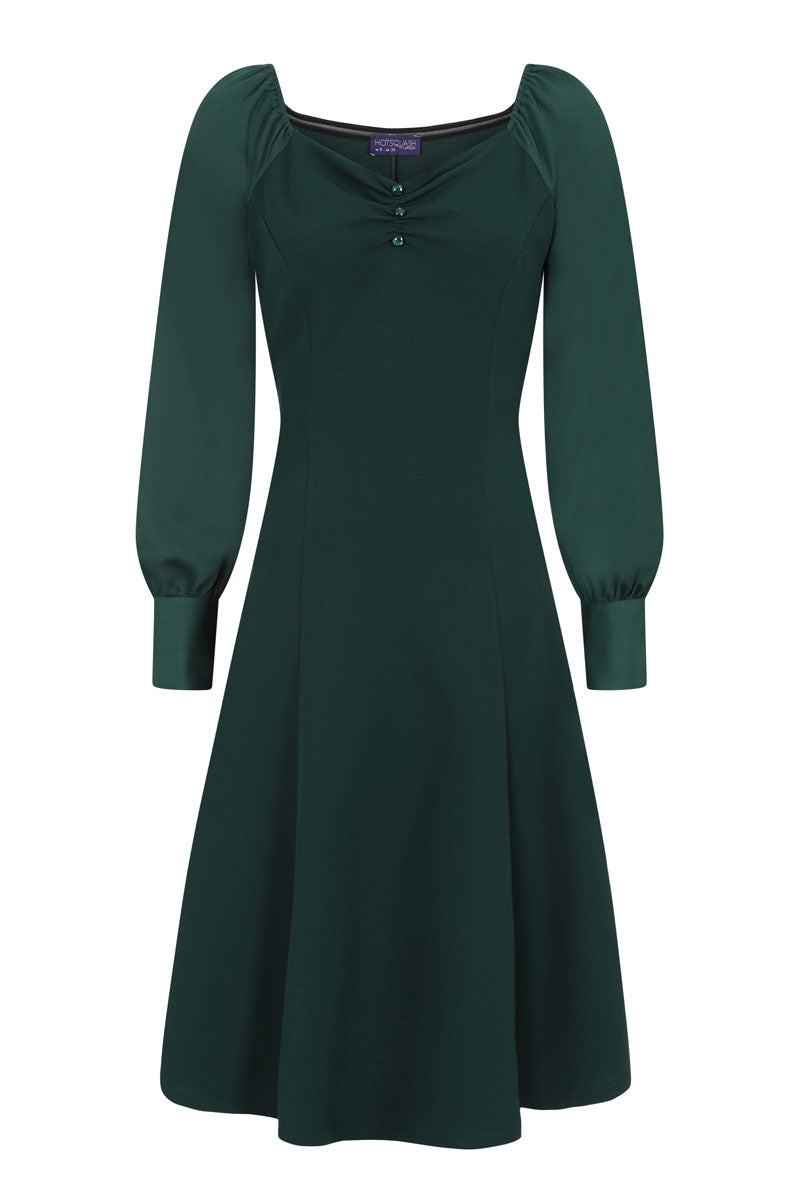 Fit N Flare Dress with Blouson Sleeves