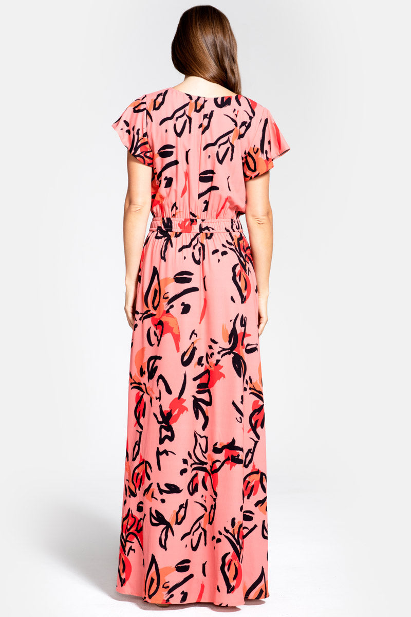 Mock Wrap Chiffon Maxi Dress