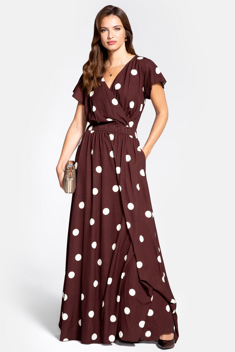 Mock Wrap Chiffon Maxi Dress
