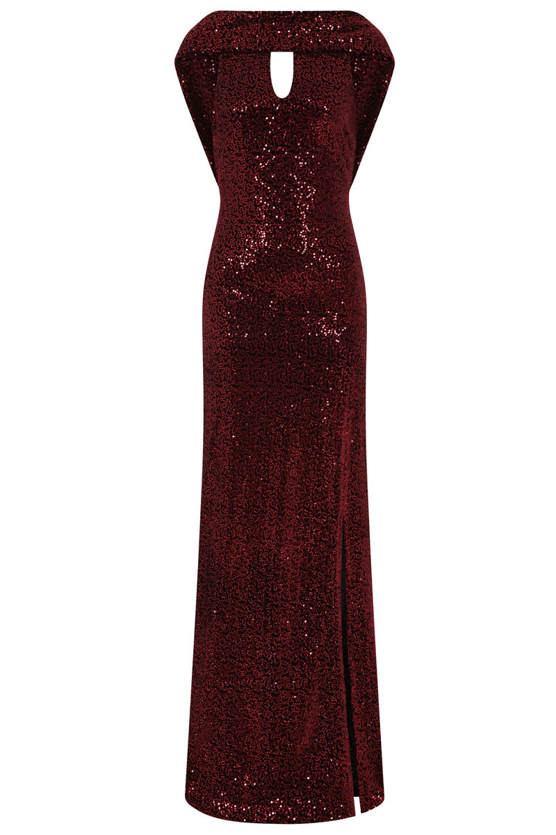 Cowl Back Maxi Velvet Dress
