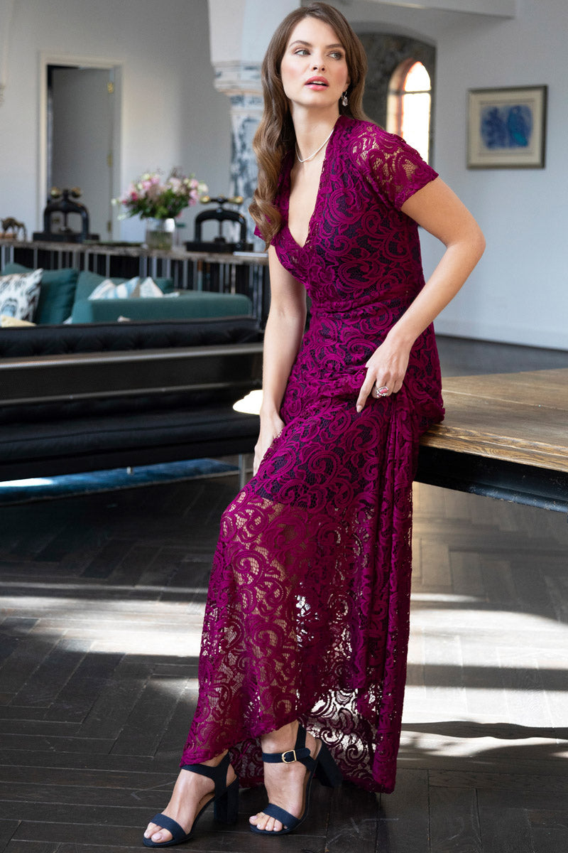 V Neck Lace Maxi Dress