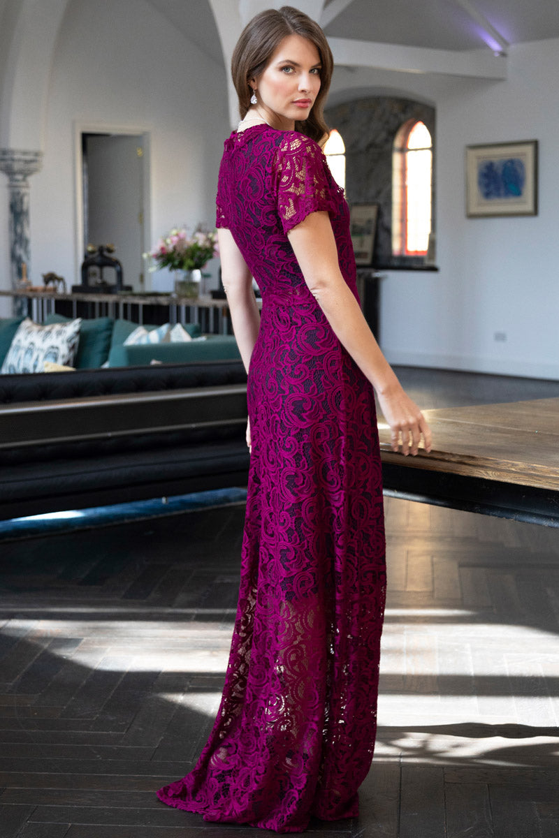 V Neck Lace Maxi Dress