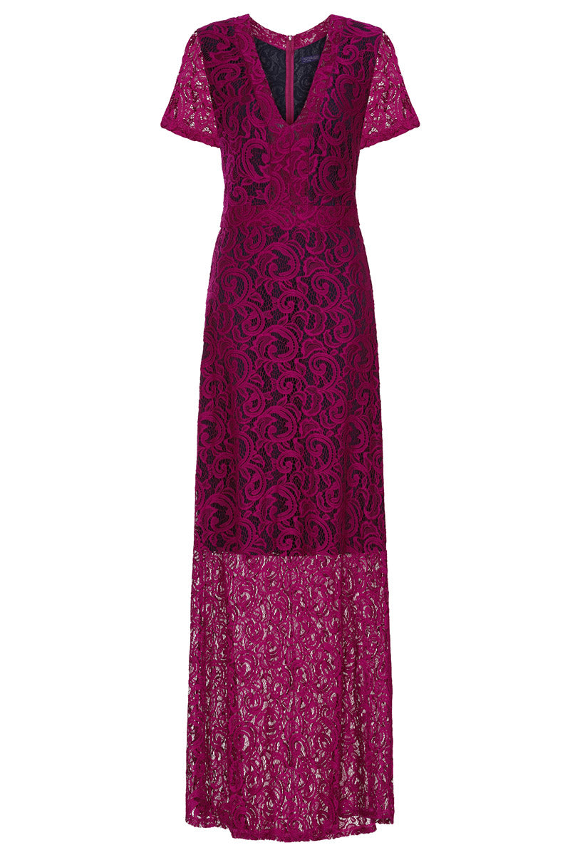 V Neck Lace Maxi Dress