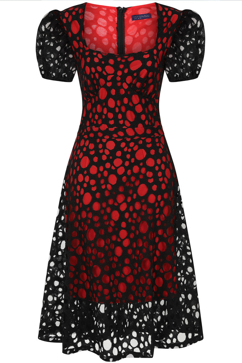 A-Line Lace Dress with Contrast Lining