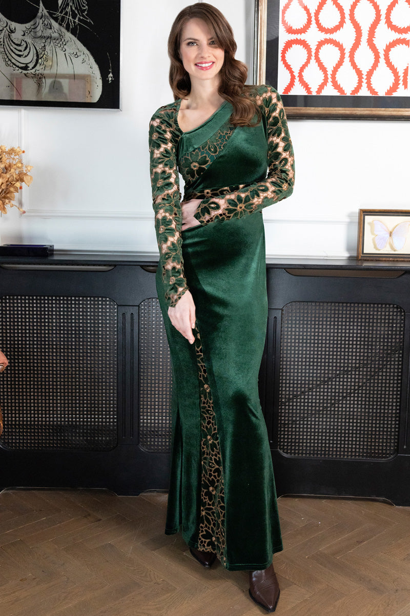 Velvet Embroidered Gown