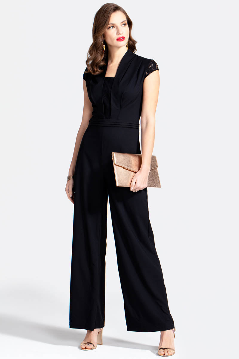 Crepe Jumpsuit with Lace Detail