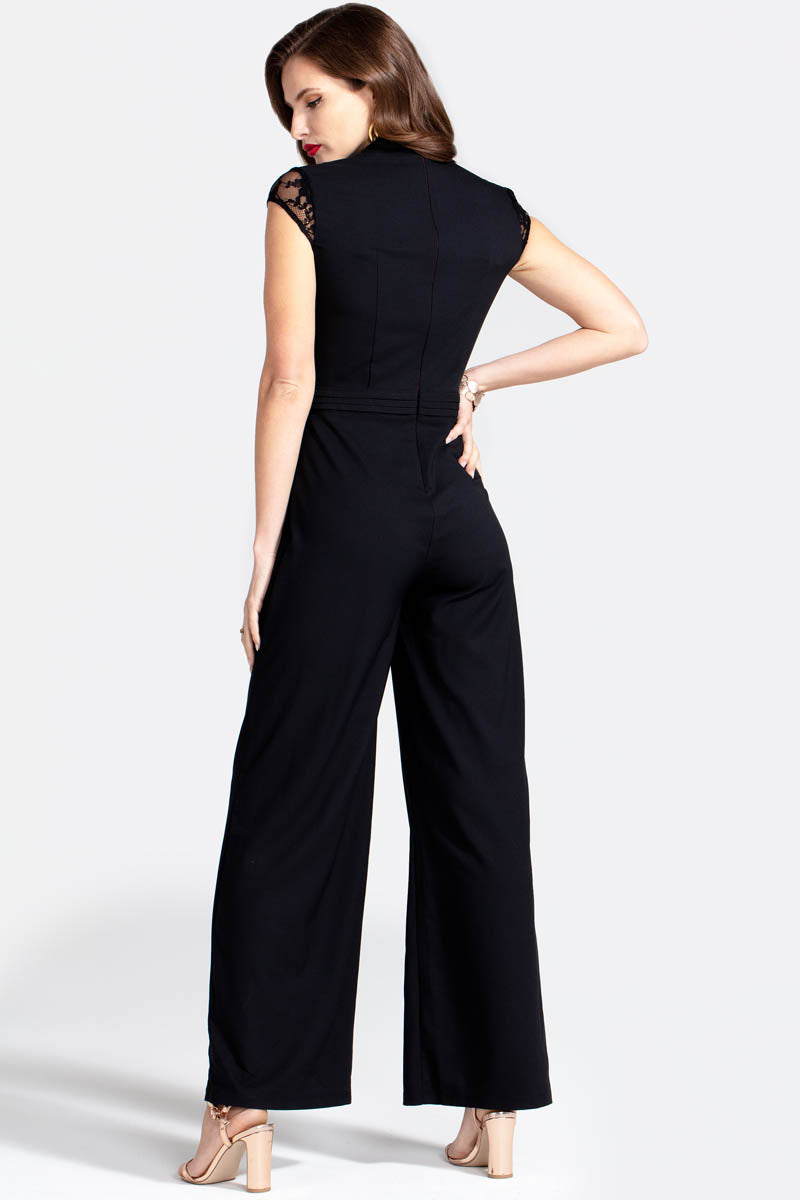 Crepe Jumpsuit with Lace Detail