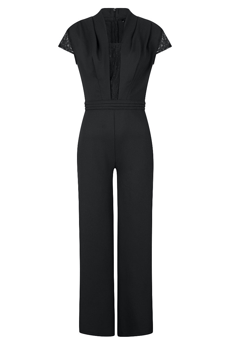 Crepe Jumpsuit with Lace Detail