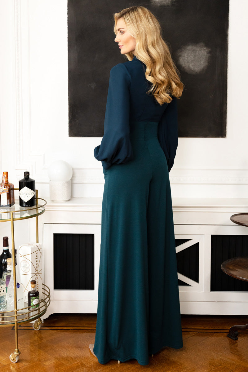 Wide Leg Jumpsuit with Blouson Sleeve
