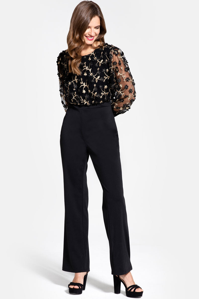 Ponte Jumpsuit with Blouson Sleeves