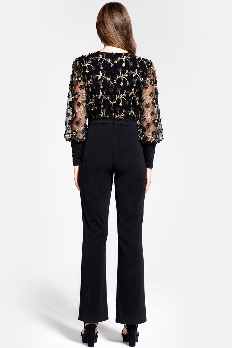 Ponte Jumpsuit with Blouson Sleeves