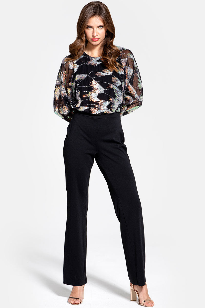 Ponte Jumpsuit with Blouson Sleeves