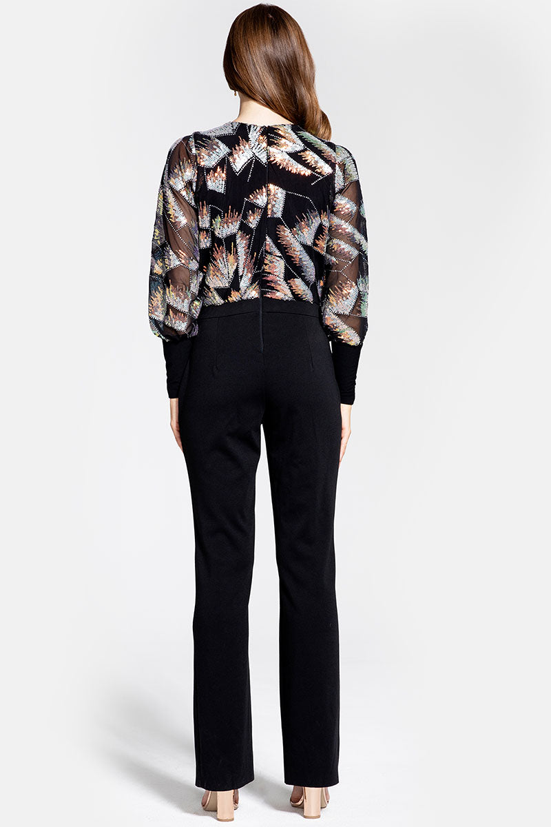 Ponte Jumpsuit with Blouson Sleeves