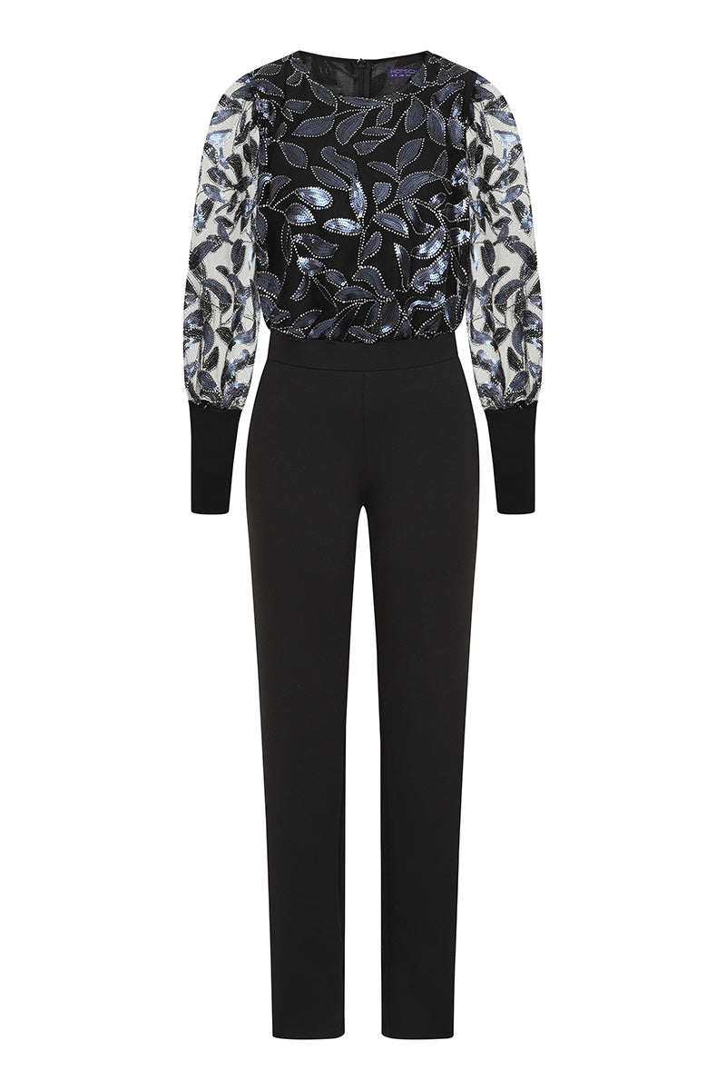 Ponte Jumpsuit with Blouson Sleeves