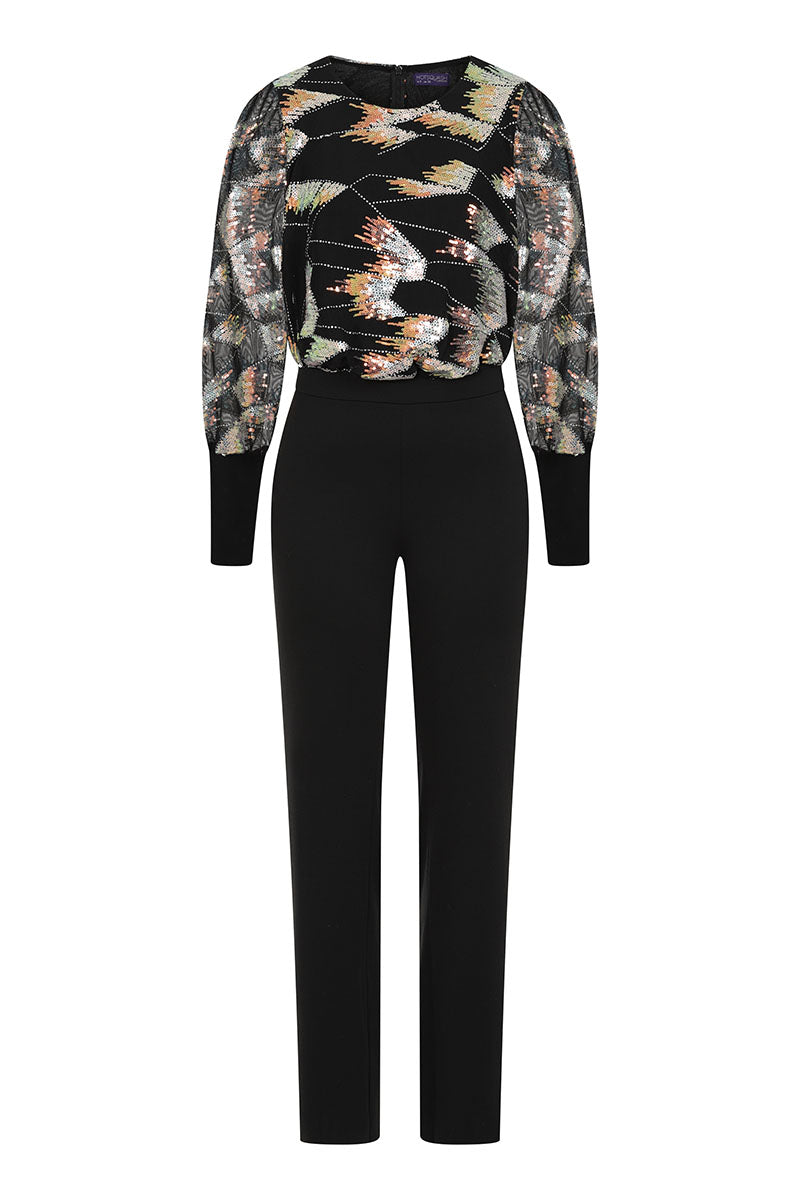 Ponte Jumpsuit with Blouson Sleeves