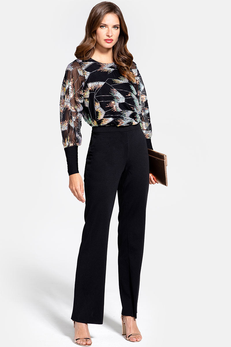 Ponte Jumpsuit with Blouson Sleeves