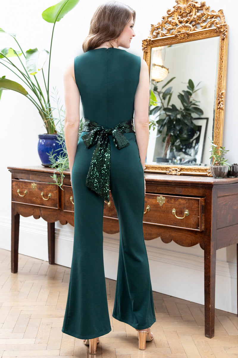 Sequin-Waist Jumpsuit