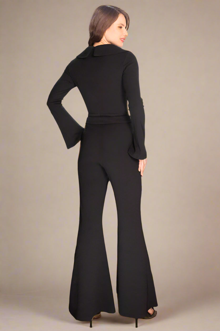 Bell-Bottom Jumpsuit with Collar Detail
