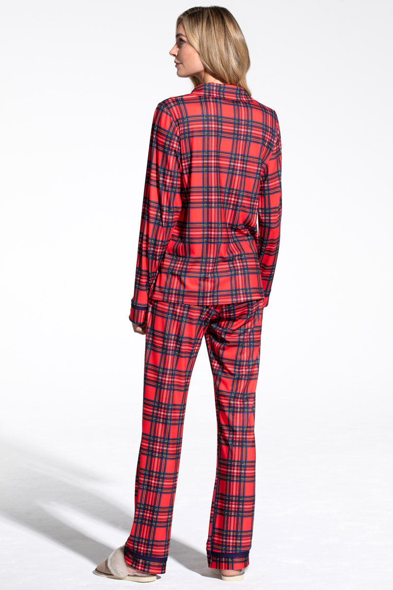 Red Tartan Jersey Womens Pyjama Set