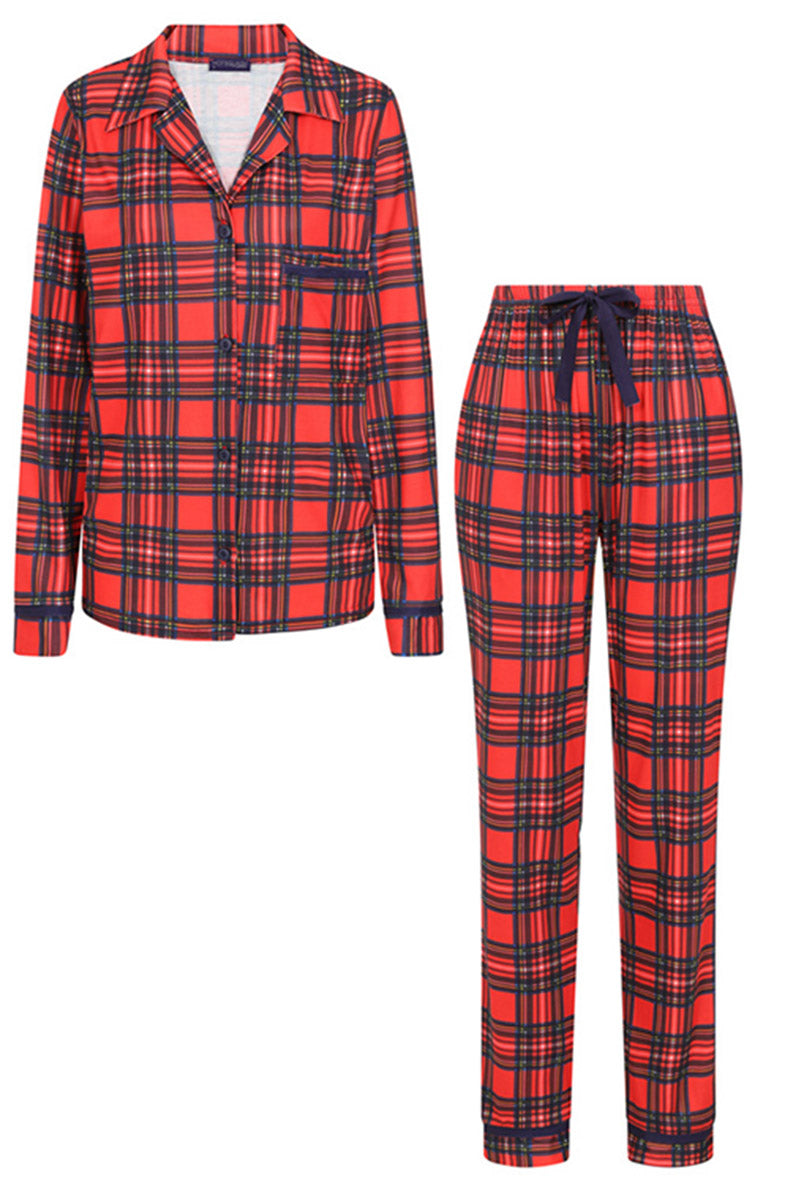 Red Tartan Jersey Womens Pyjama Set