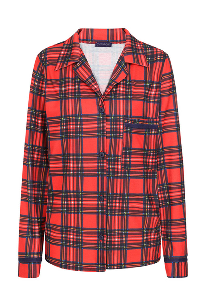Red Tartan Jersey Womens Pyjama Set