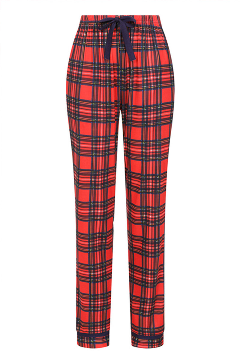 Red Tartan Jersey Womens Pyjama Set