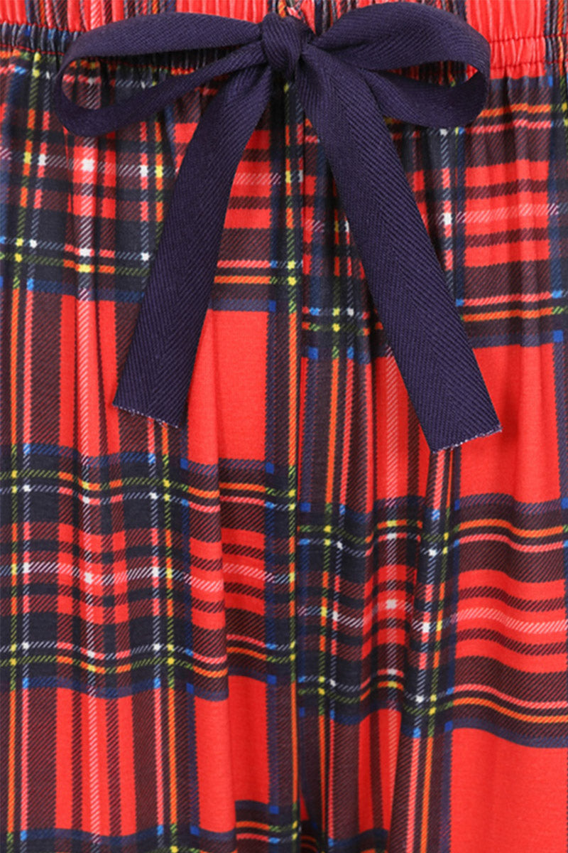 Red Tartan Jersey Womens Pyjama Set