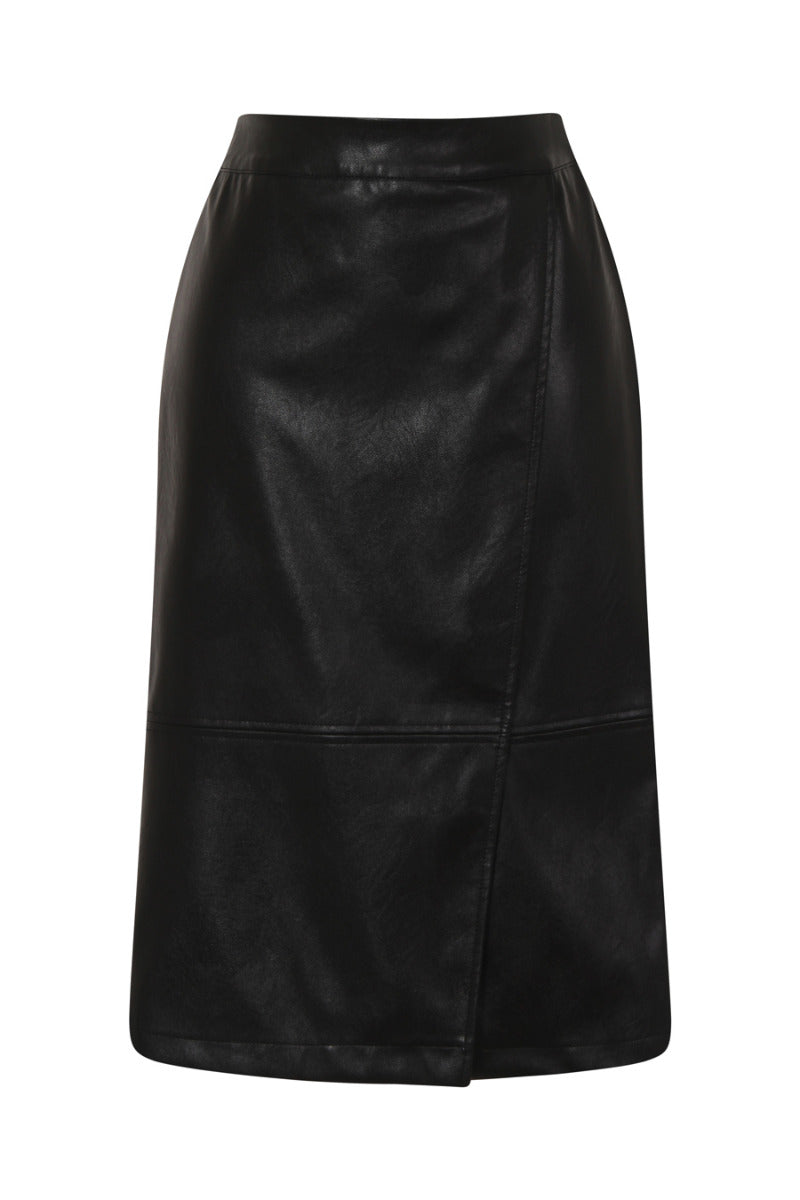 Leather Look Wrap Skirt