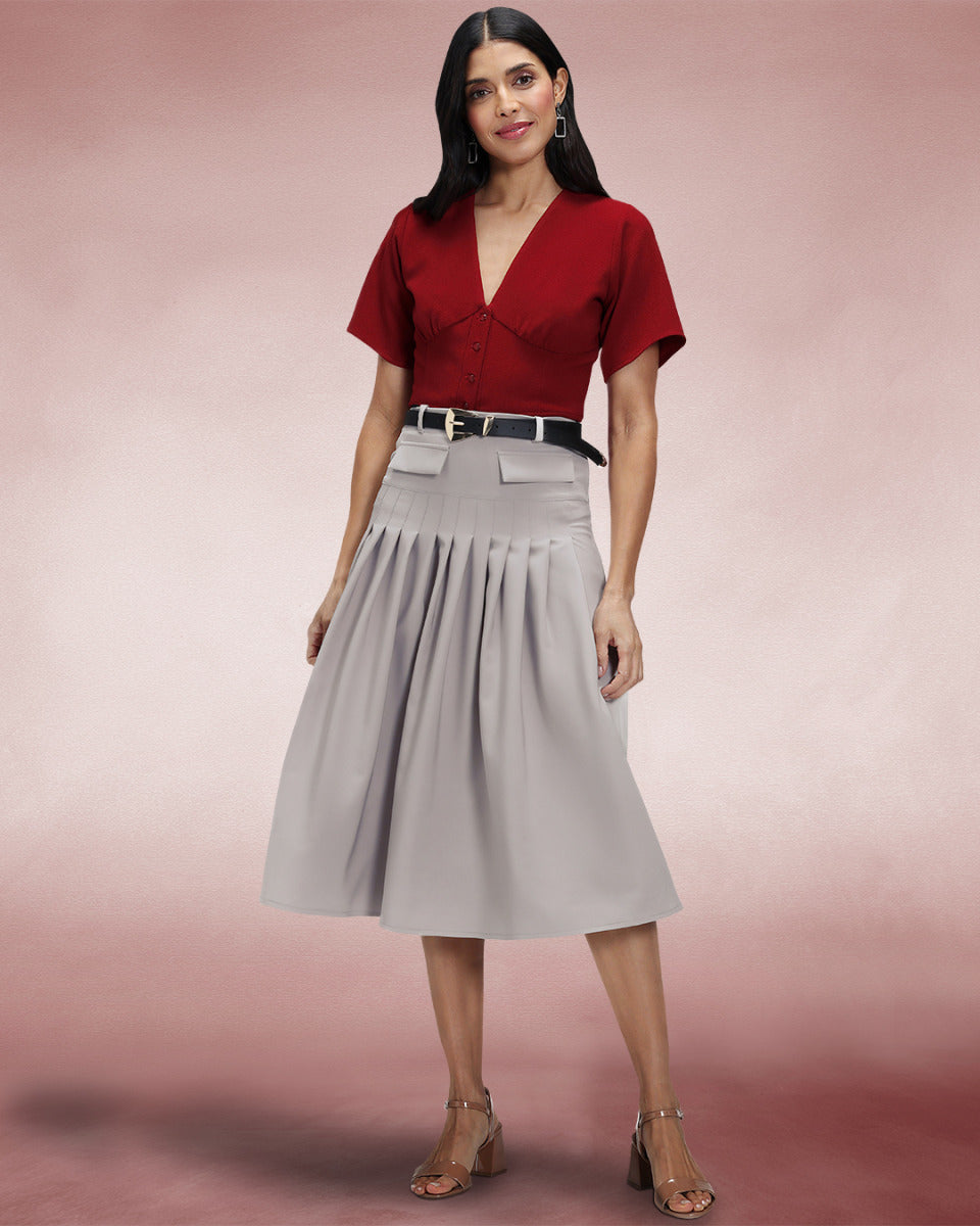 Pleated Utility Style Skirt
