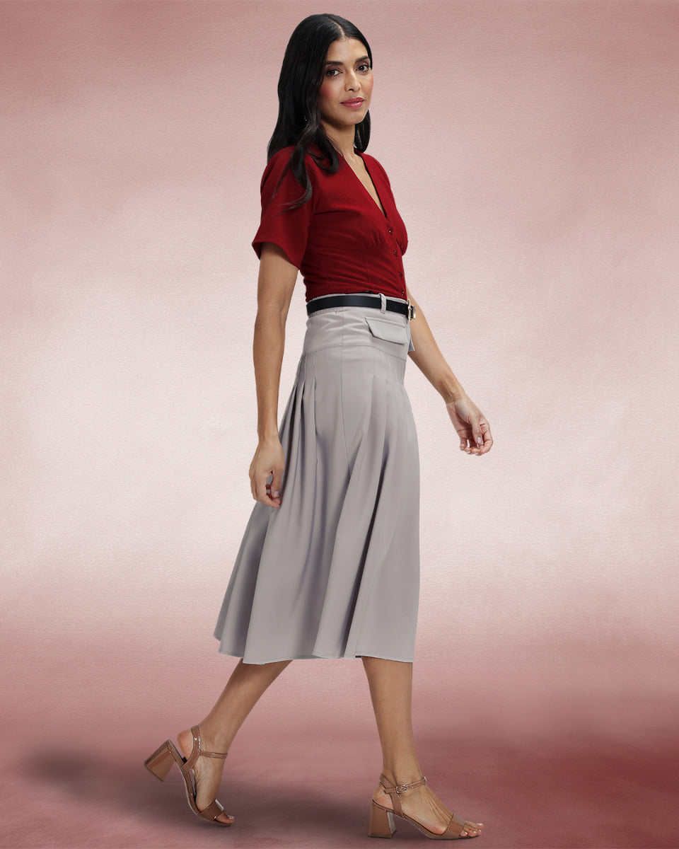 Pleated Utility Style Skirt