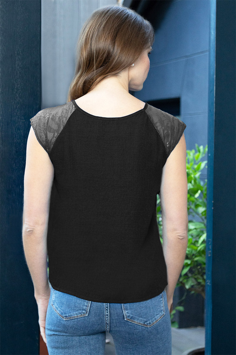 Lace Sleeved Crepe Top
